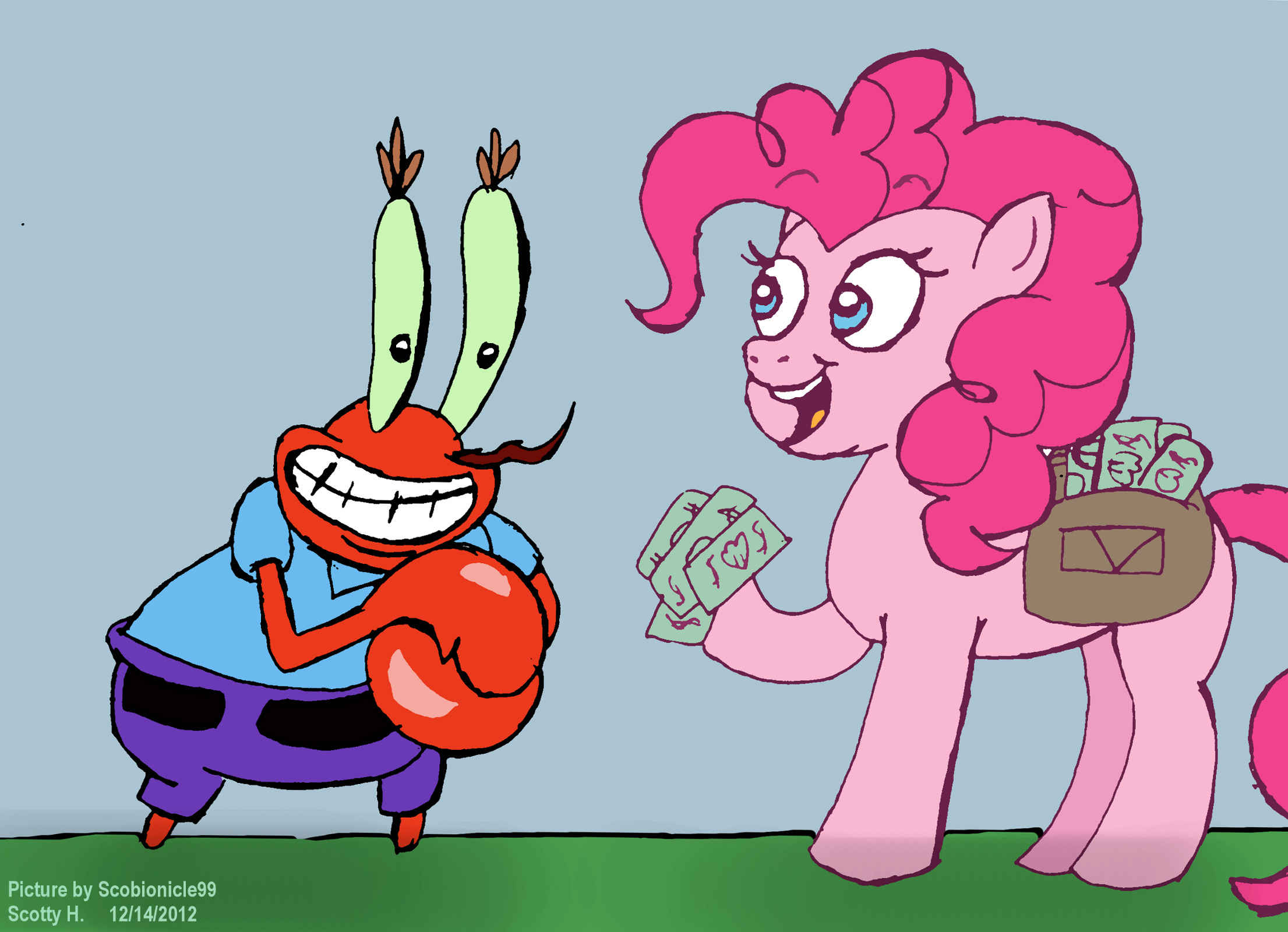 A Pony With Saddle Bag Full Of Money - Pinkie Pie Mr Krabs , HD Wallpaper & Backgrounds