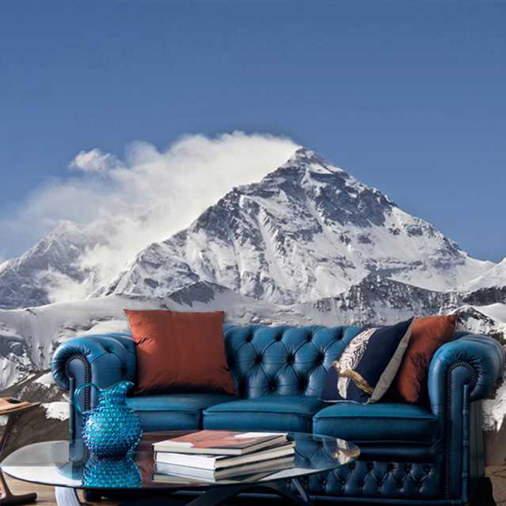 White Misty Mountain Peaks Livingroom Background 3d - Highest Mountain Ever , HD Wallpaper & Backgrounds