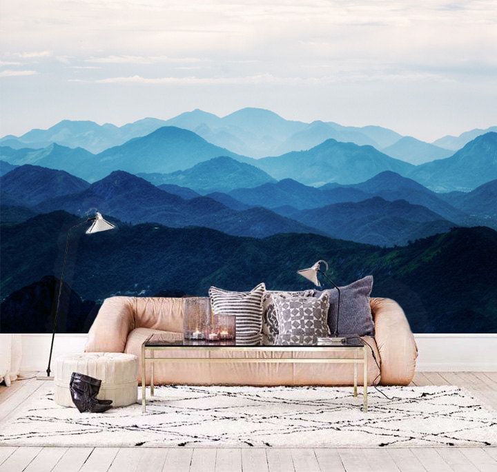 Popular Items For Mountain Wall Decal On Etsy - Misty Mountains Wall Mural , HD Wallpaper & Backgrounds