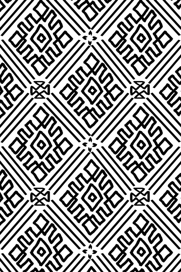 Hand Drawn Black And White Mudcloth By Thestylesafari - Pattern , HD Wallpaper & Backgrounds