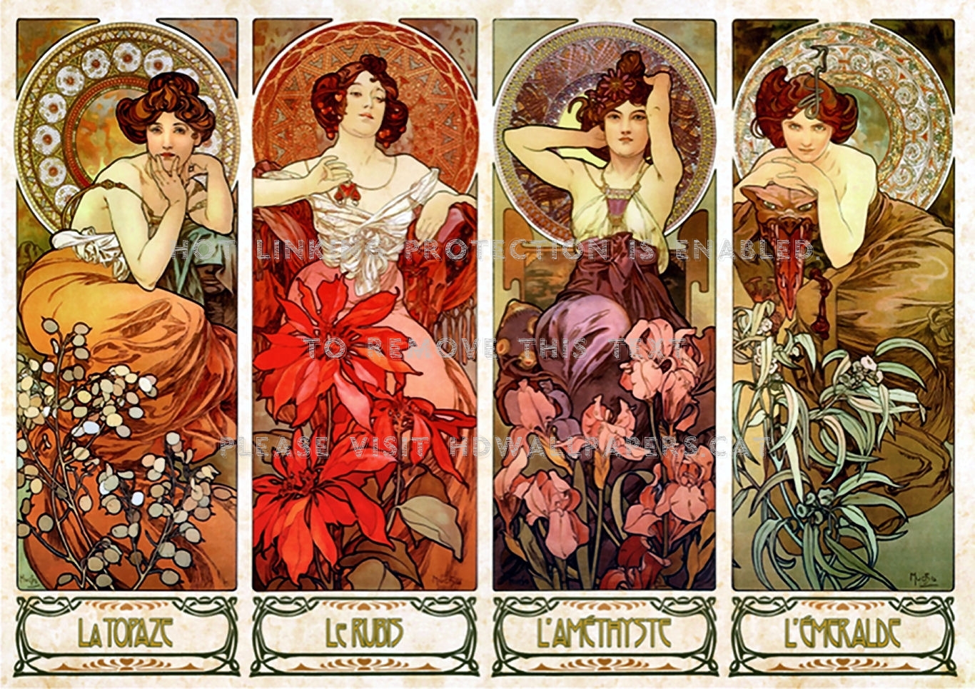 Alphonse Mucha Precious Stones Hd Wallpaper Backgrounds Download