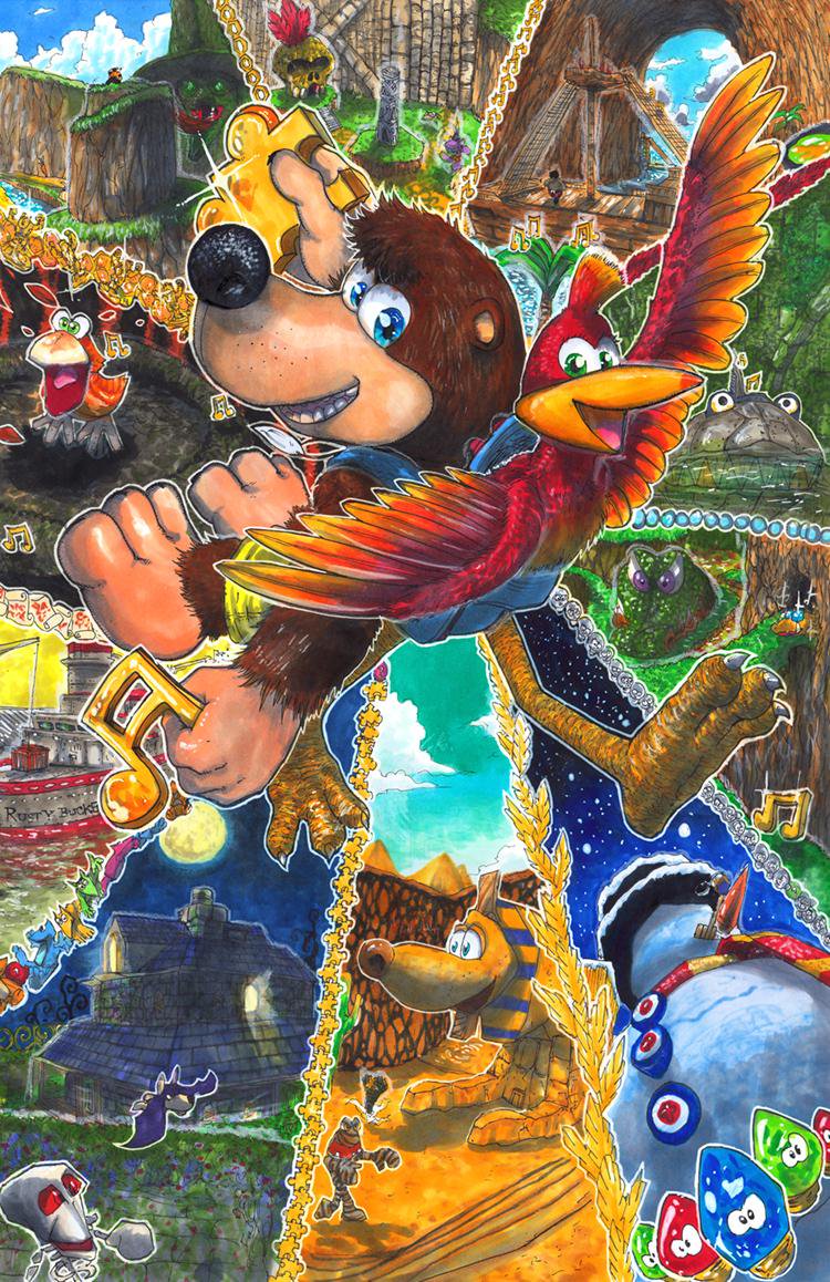 #fanartfriday Featuring These Beauties By @takeshi - Banjo Kazooie Hd Background , HD Wallpaper & Backgrounds