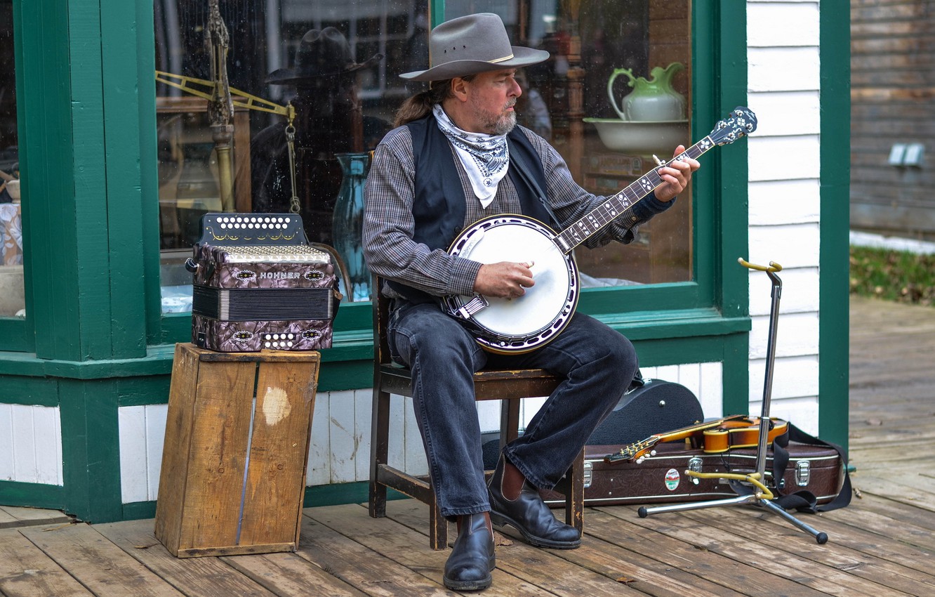 Photo Wallpaper Music, Street, Player, Banjo - Guitarist , HD Wallpaper & Backgrounds