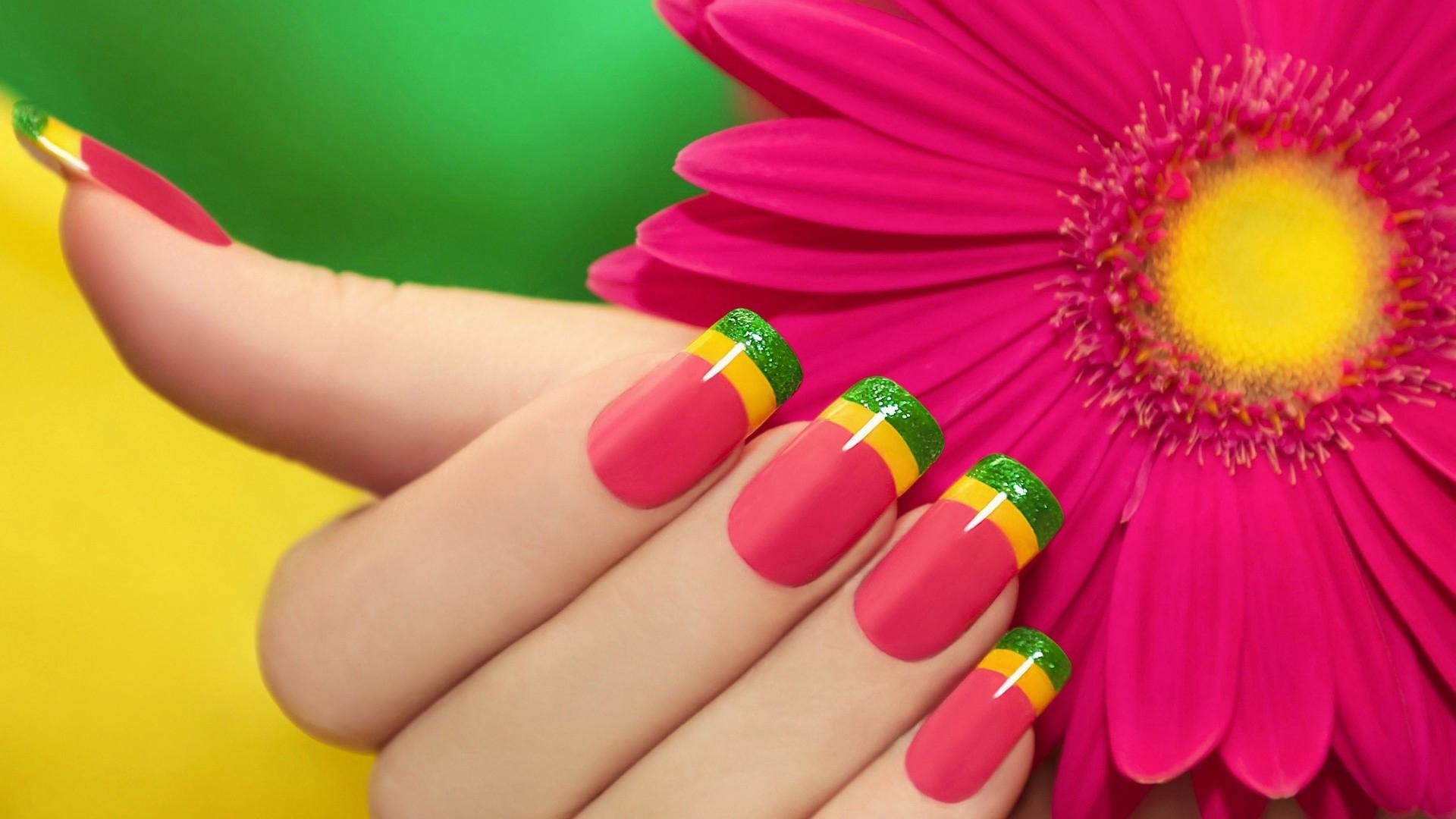 Colourful Nails Wallpaper Flowers And Nails Wallpaper , HD Wallpaper & Backgrounds