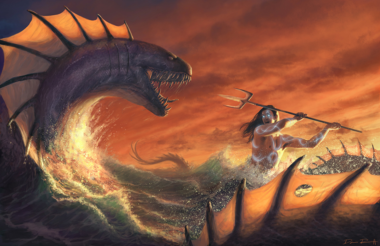 Dragon Fighting A Demon , HD Wallpaper & Backgrounds