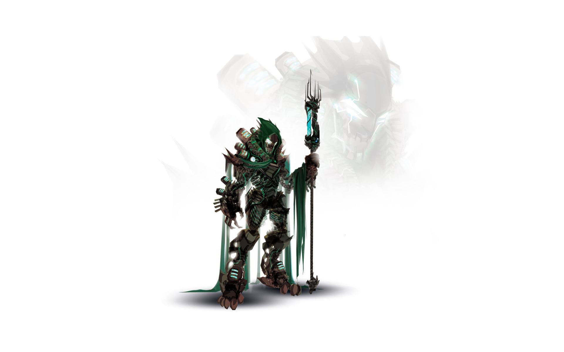 Green And Black Game Character Holding Trident Wallpaper, - Superheroes As Robots , HD Wallpaper & Backgrounds