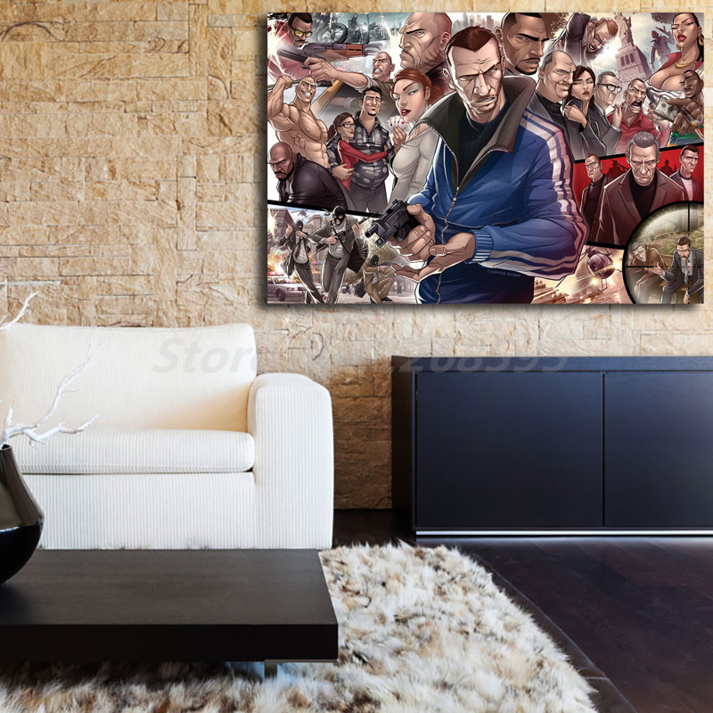 Grand Theft Auto Niko Bellic Wallpaper Canvas Painting - Gta 4 Fanart , HD Wallpaper & Backgrounds