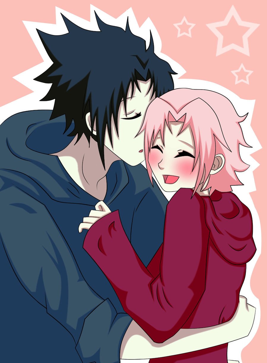 Gambar Kartun Korea Ciuman - Sasuke Dan Sakura Romantis , HD Wallpaper & Backgrounds