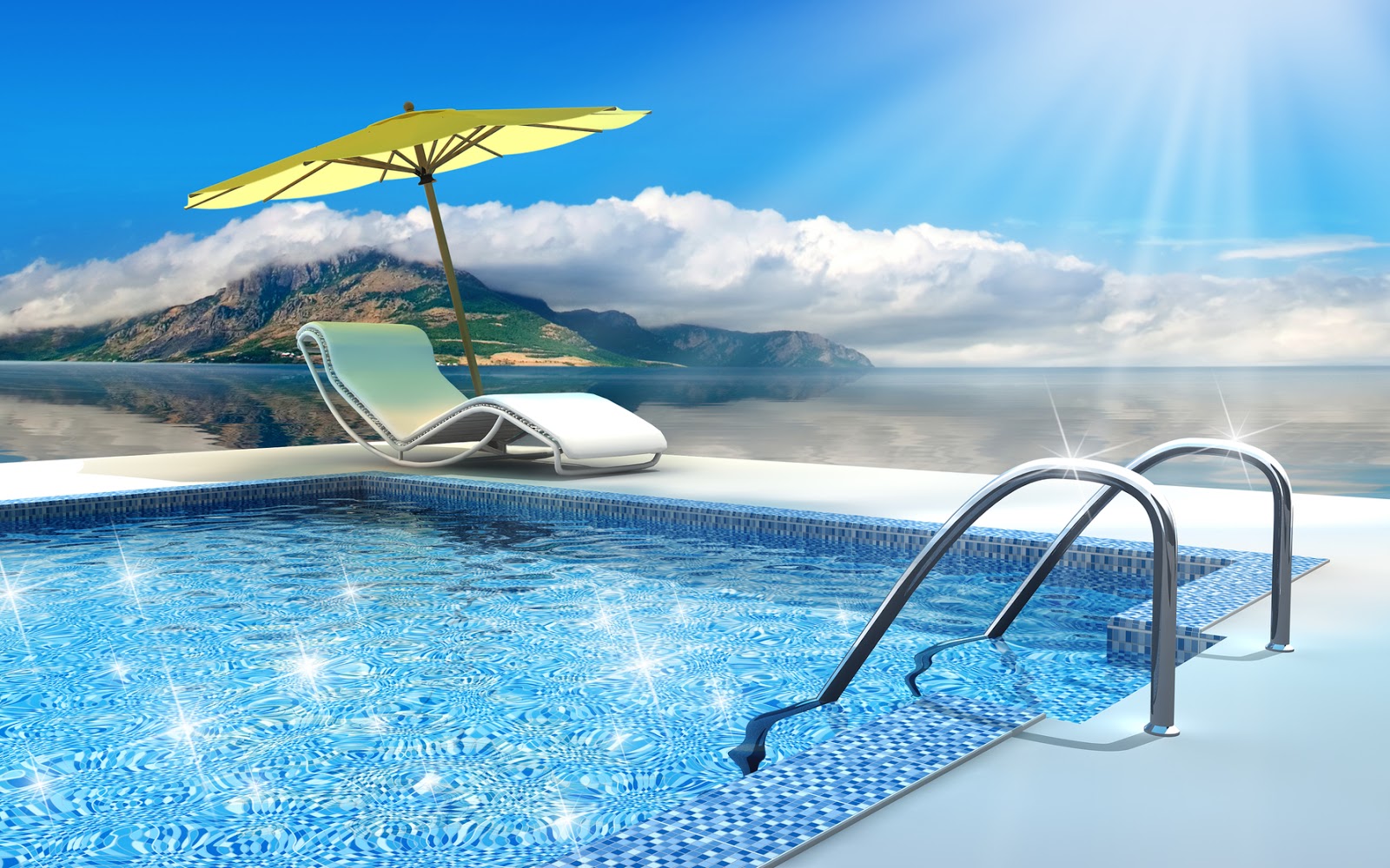 Swimming Pool Wallpaper Desktop 49 Images - Swimming Pool In Summer , HD Wallpaper & Backgrounds