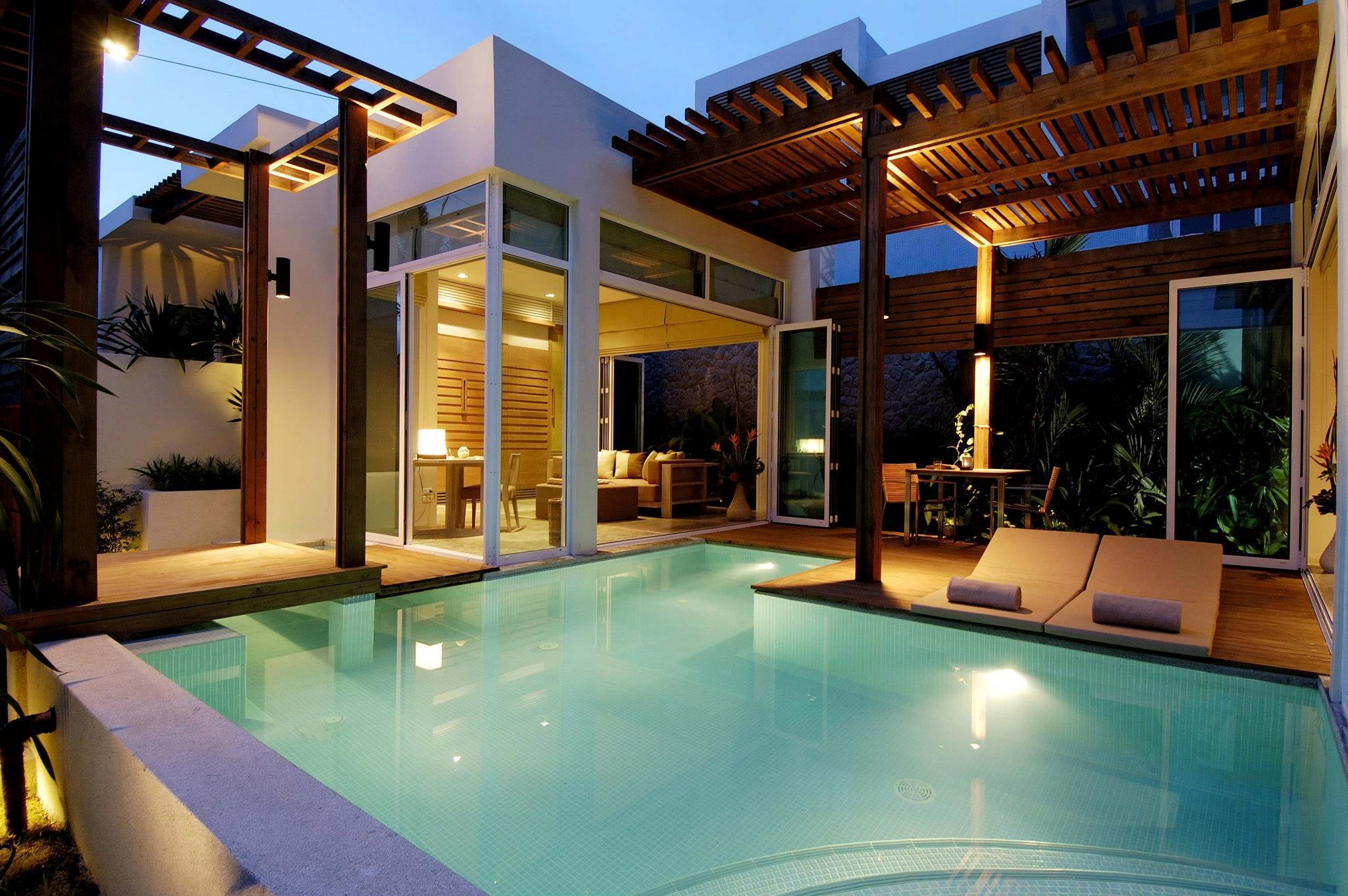 Belíssimas Férias Piscina Apartamento Natação - Modern Backyard Pool Design , HD Wallpaper & Backgrounds