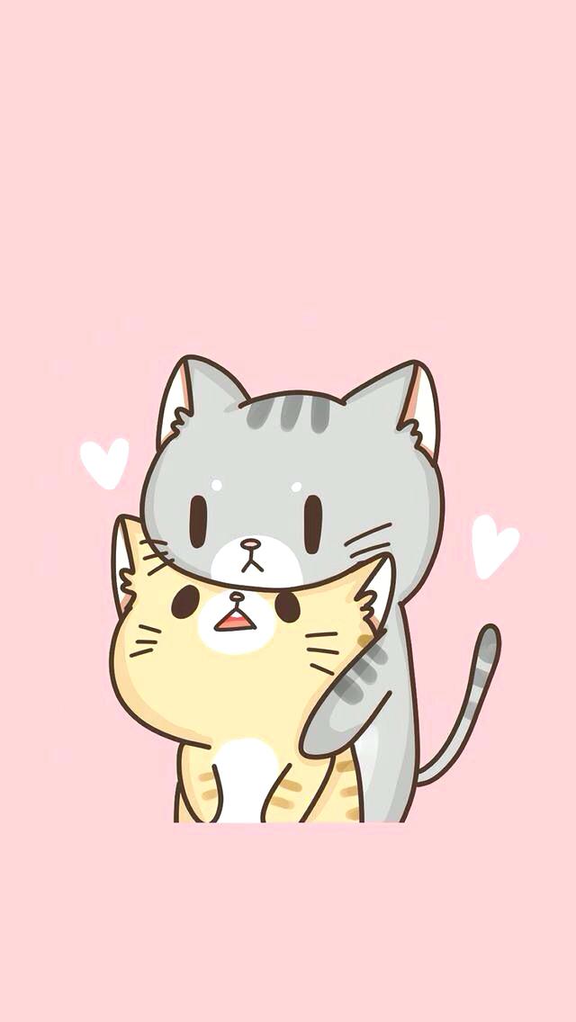 Cat Wallpaper Cute Cats In Love Cat Wallpaper Iphone - Cartoon Cute Cat Couple , HD Wallpaper & Backgrounds