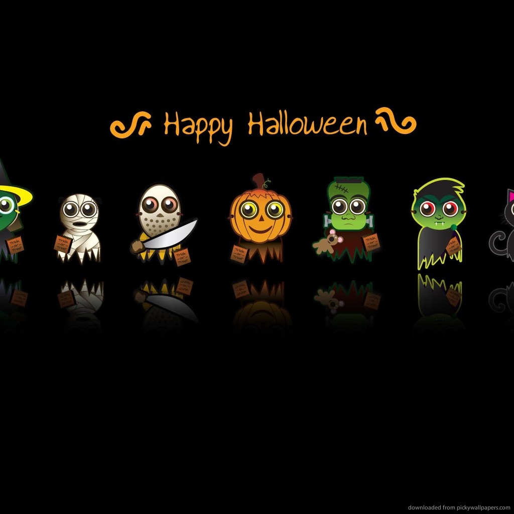 Download Halloween Cute Characters Wallpaper For Ipad , HD Wallpaper & Backgrounds