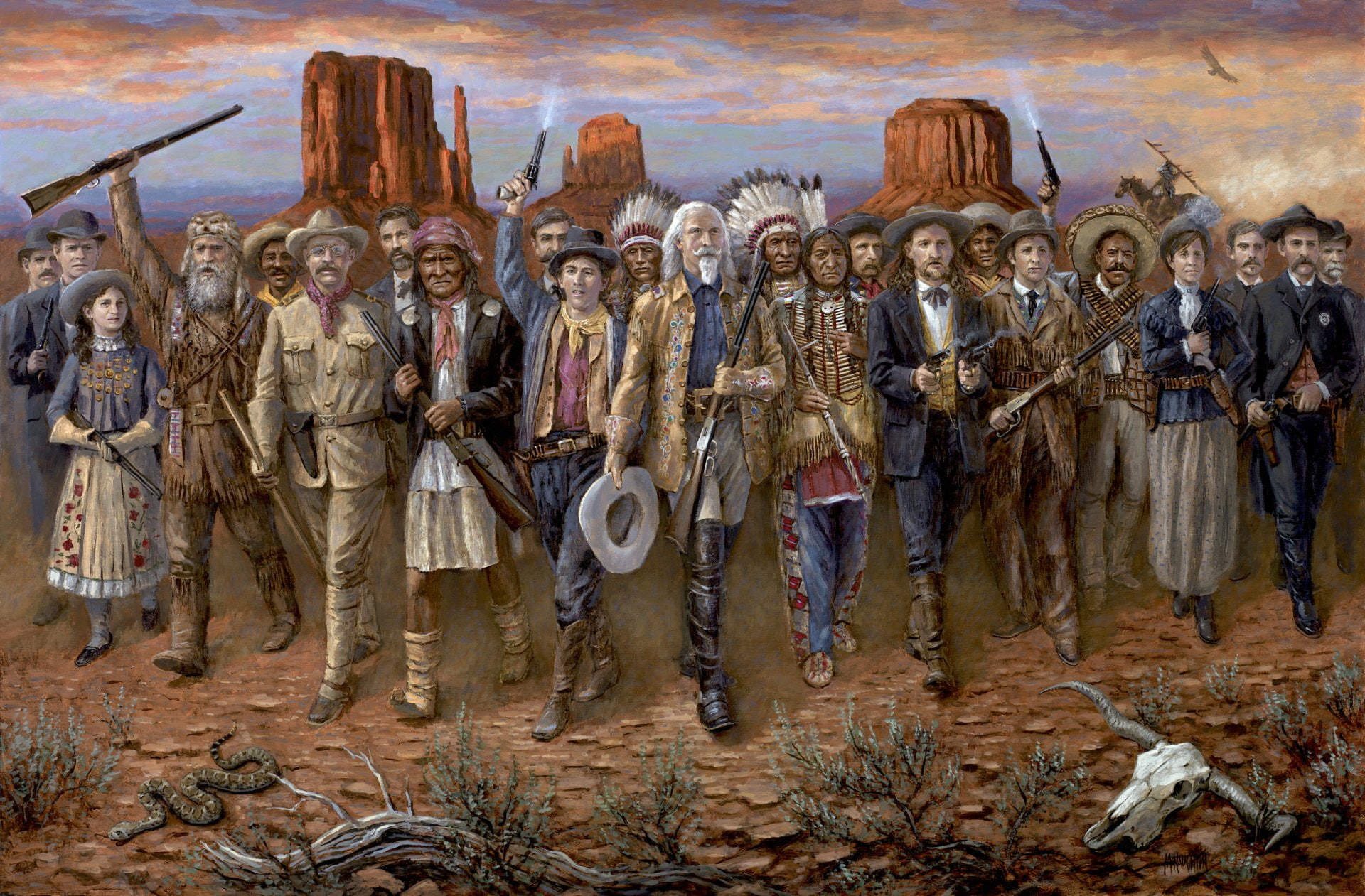 Artistic, Western, Annie Oakley, Billy The Kid, Buffalo - Painting Of Trump By Jon Mcnaughton , HD Wallpaper & Backgrounds