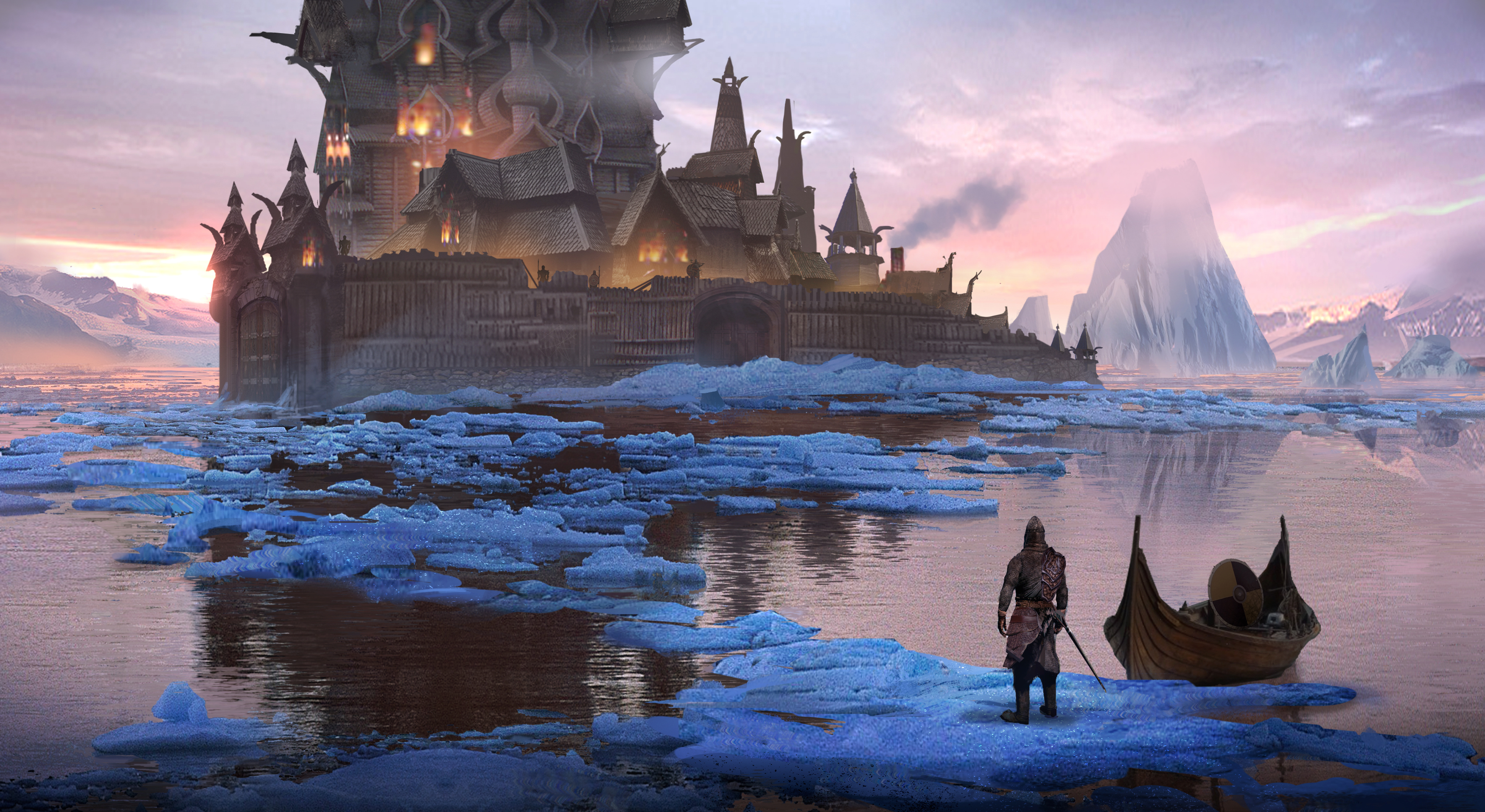 Hd Wallpaper - Fantasy Viking City , HD Wallpaper & Backgrounds