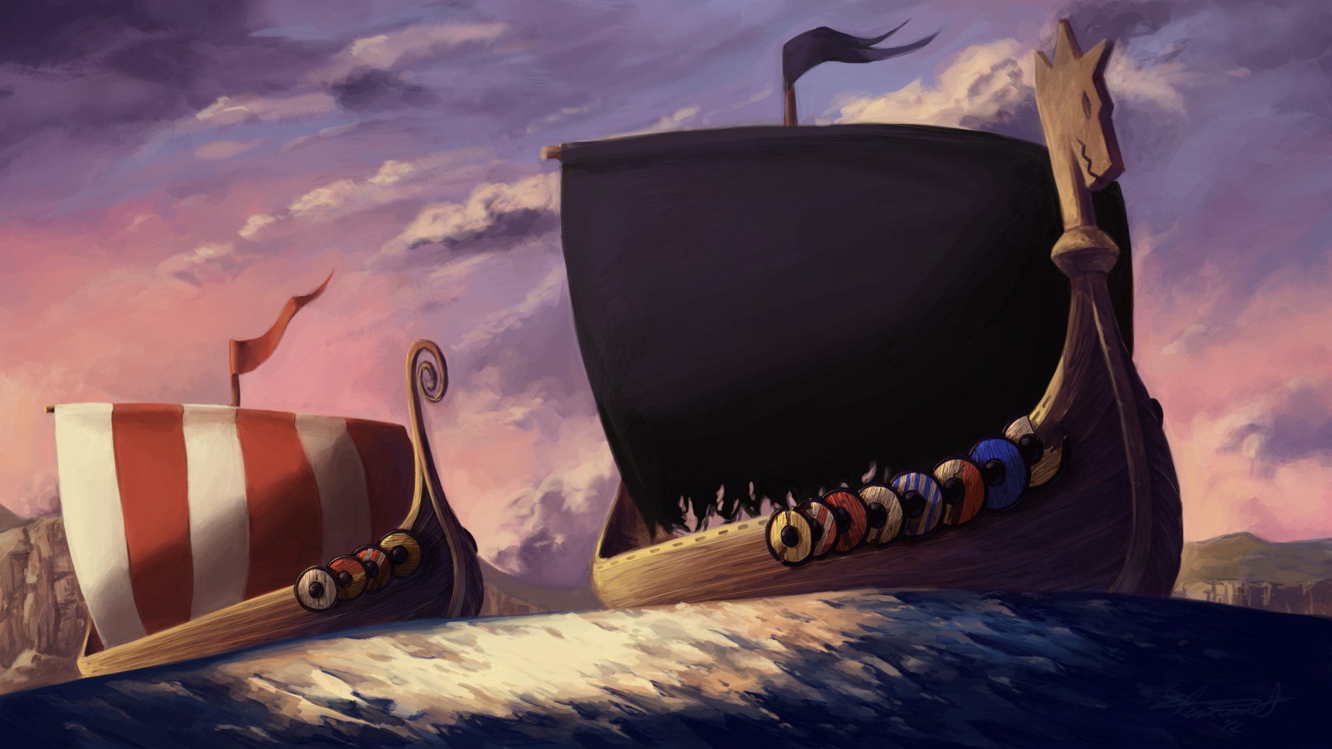 Ships Shields Art - Vikings Shield Wallpapers Hd , HD Wallpaper & Backgrounds