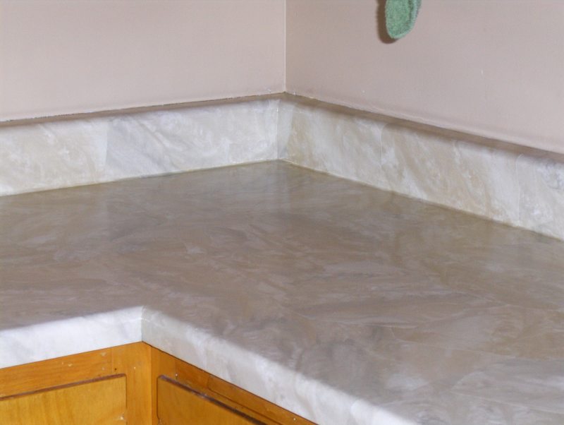 Kitchen Counter Tops Decorated In Faux Paint Finish - Cover Counter With Marble , HD Wallpaper & Backgrounds