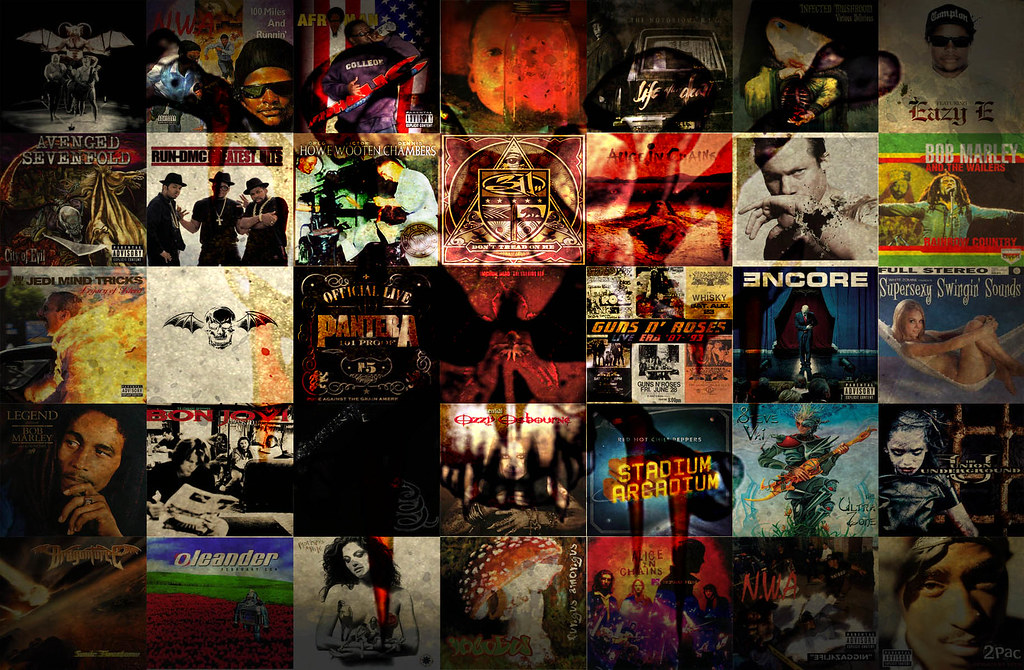 Cd Album Covers Wallpaper Skull Tags - Bunch Of Album Covers , HD Wallpaper & Backgrounds