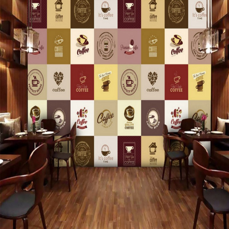 Custom 3d Wallpaper Modern Minimalist Coffee Logo Pattern - Minimalis Cafe , HD Wallpaper & Backgrounds