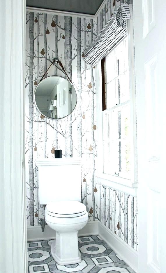 Half Bath Wallpaper Bathroom Woods Pears Textiles Design - Toilet Decoration Idea , HD Wallpaper & Backgrounds