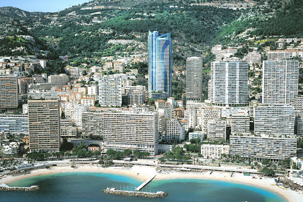 Monaco Penthouse Ext Aerial Cityscape Odeon Apartment - Odeon Tower Sky Penthouse Mónaco , HD Wallpaper & Backgrounds
