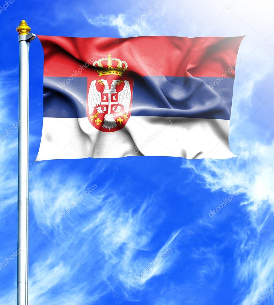 Blue Sky And Mast With Hanged Waving Flag Of Serbia - Serbia Flag , HD Wallpaper & Backgrounds