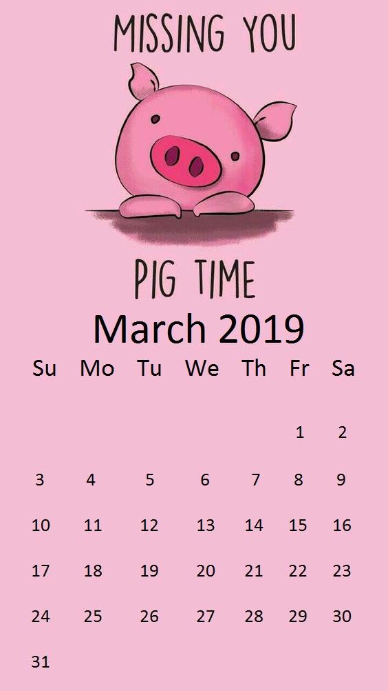 Pizza Queen March 2019 Best Background Pig Day March - March 2019 Calendar Pig , HD Wallpaper & Backgrounds