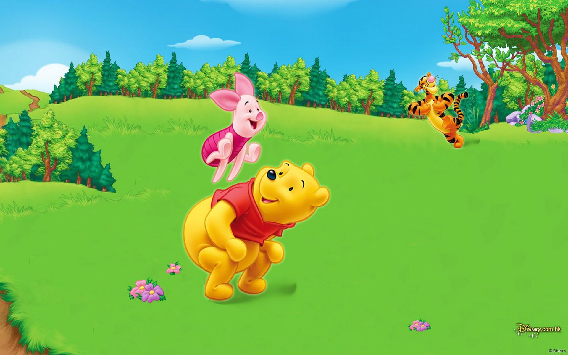 Tigger Piglet And Winnie The Pooh Game Skip Cartoon - Winnie The Pooh Cartoon Background , HD Wallpaper & Backgrounds