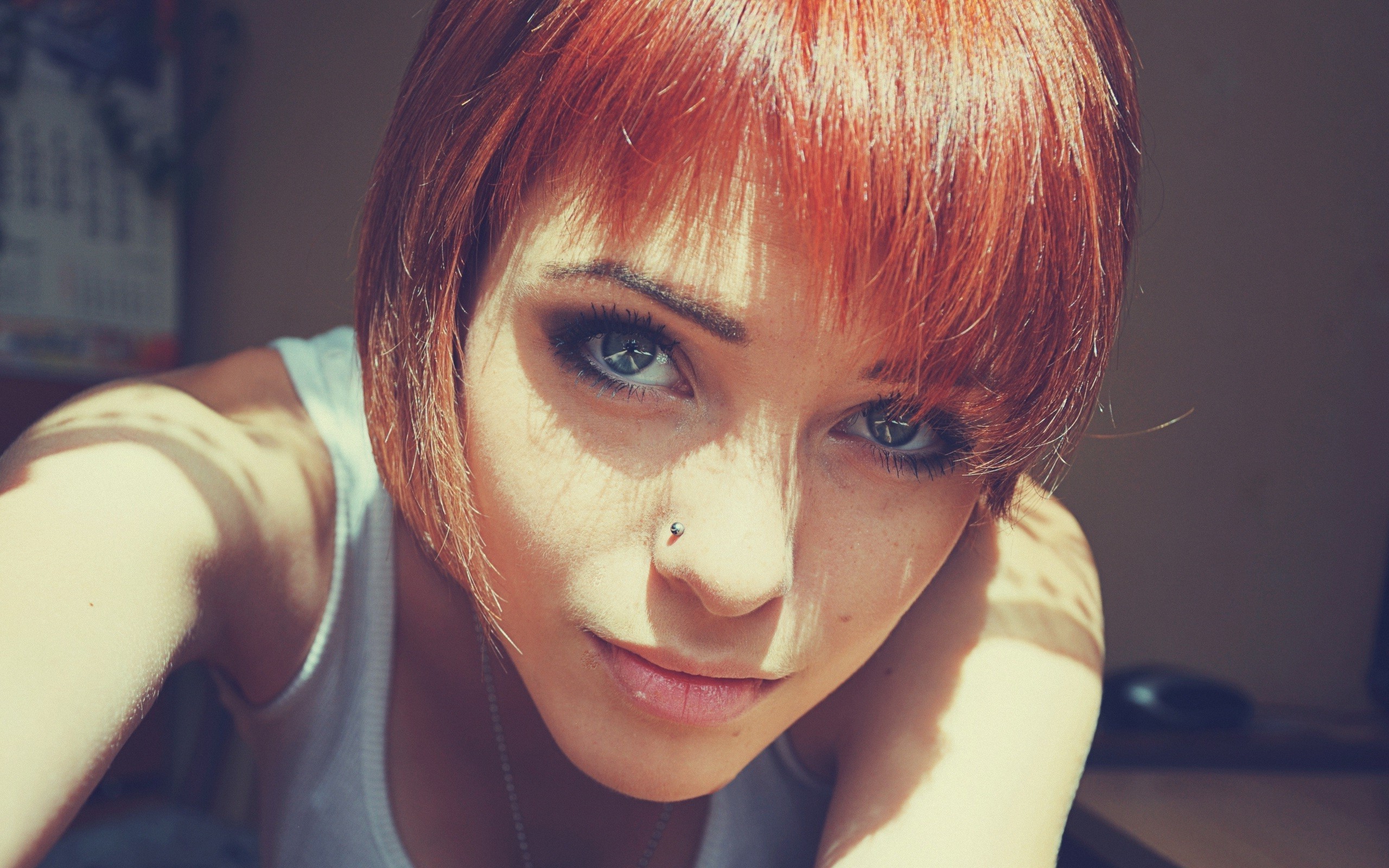 Women, Lana Branishti, Redhead, Short Hair, Piercing - Short Hair Piercing , HD Wallpaper & Backgrounds