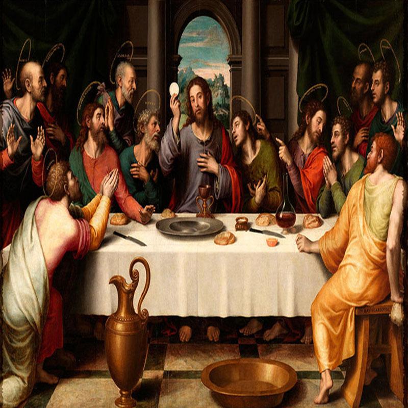 Custom Photo Wallpaper Murals European Oil Painting - Framed Last Supper Painting , HD Wallpaper & Backgrounds