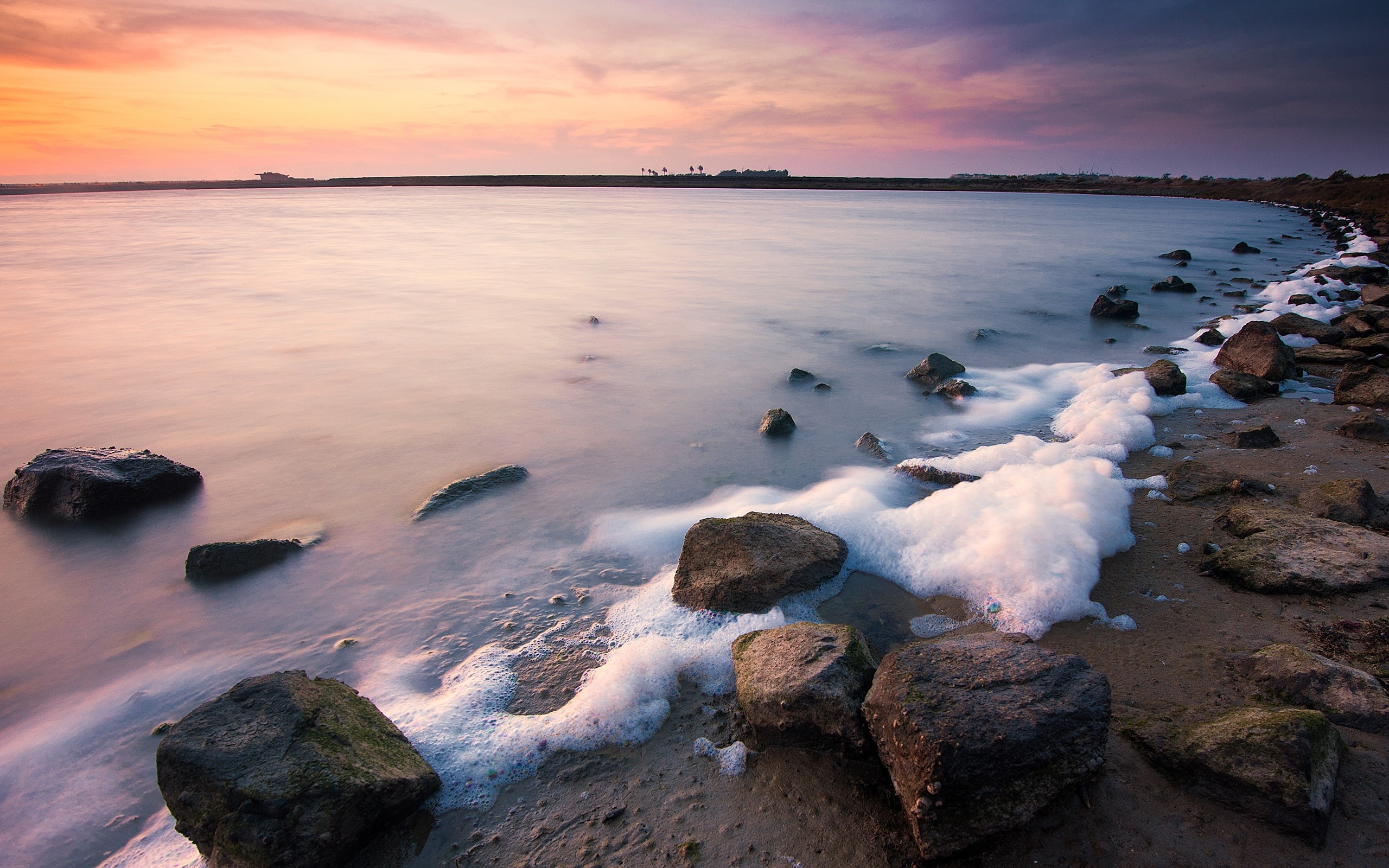 Sea, Foam, Stones, Beach, Morning, Sky, Dawn, Awakening, - Colorful Seascape , HD Wallpaper & Backgrounds