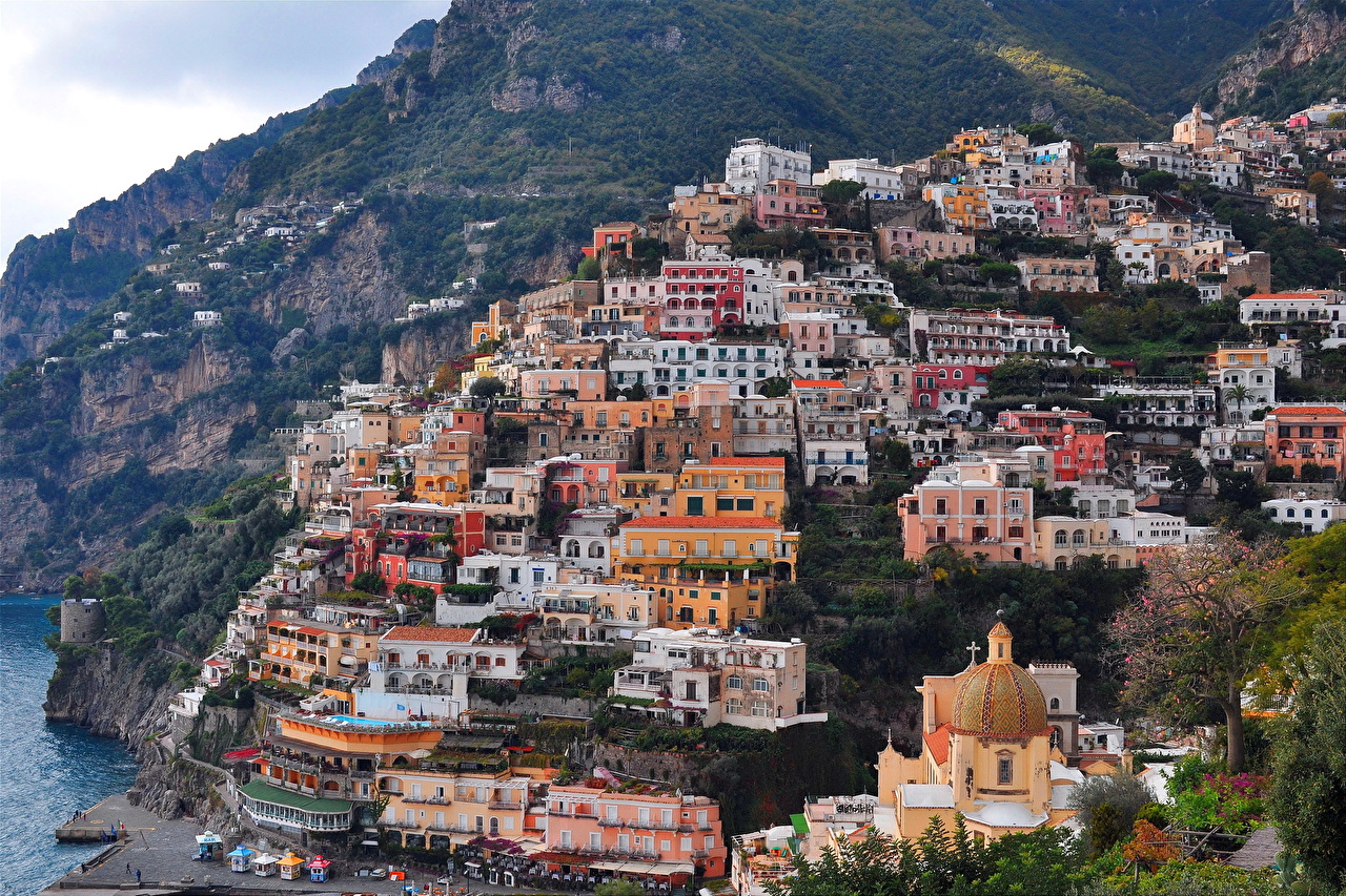 Wallpapers Positano Italy Coast Cities Building Houses - Positano , HD Wallpaper & Backgrounds