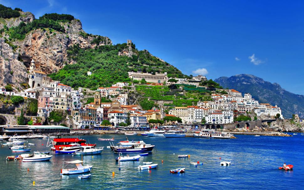 Italy, Positano, Salerno, Amalfi, Boats, Shore, Sea, - Italy Amalfi Coast , HD Wallpaper & Backgrounds