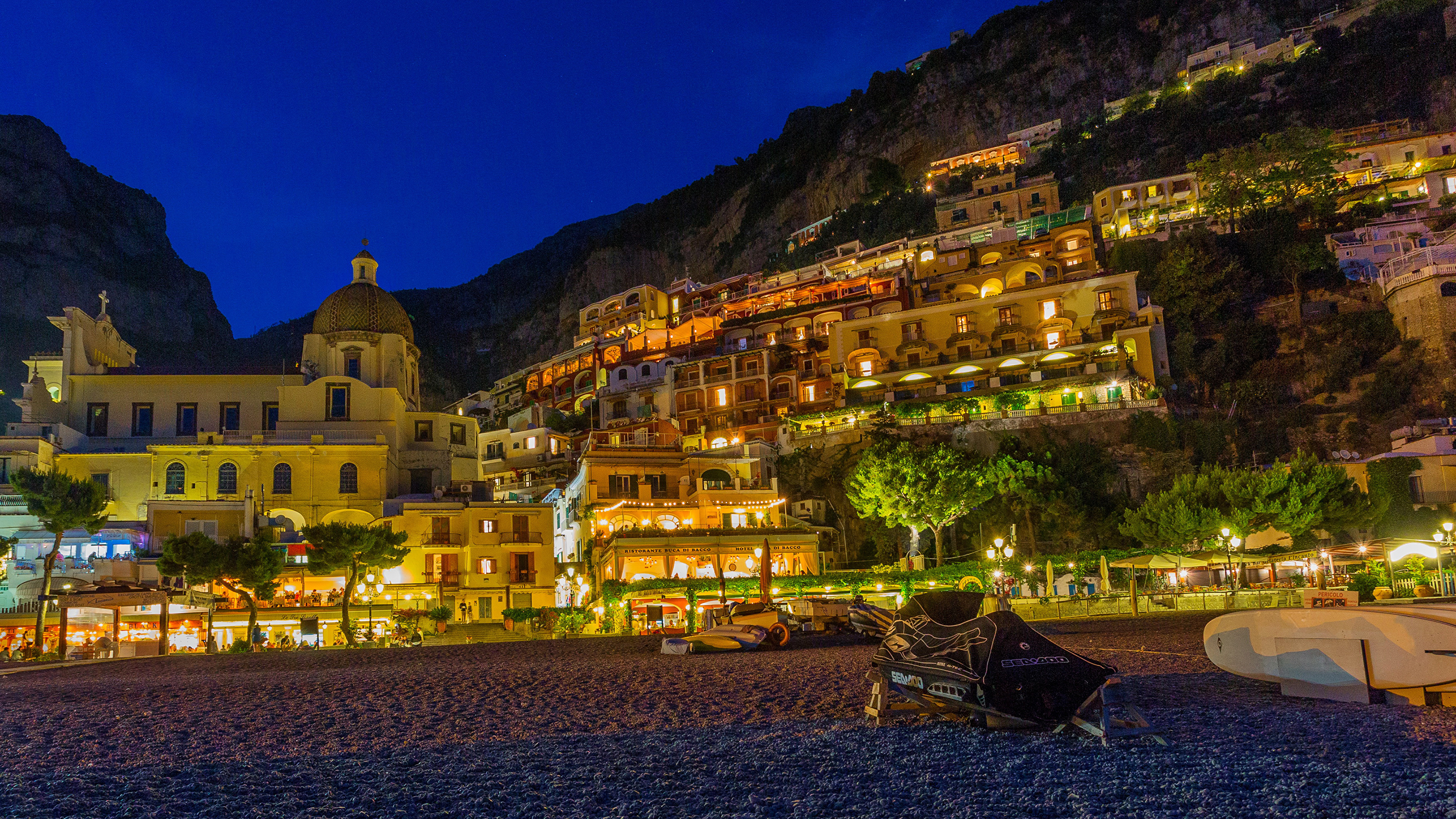 Positano, Landmark, Coast, Town, Nature Wallpaper In - Positano Noche , HD Wallpaper & Backgrounds