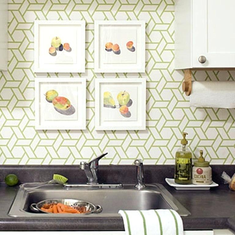 Kitchen Wall Paper Beautiful With Geometric Wallpaper - Kitchen Design , HD Wallpaper & Backgrounds