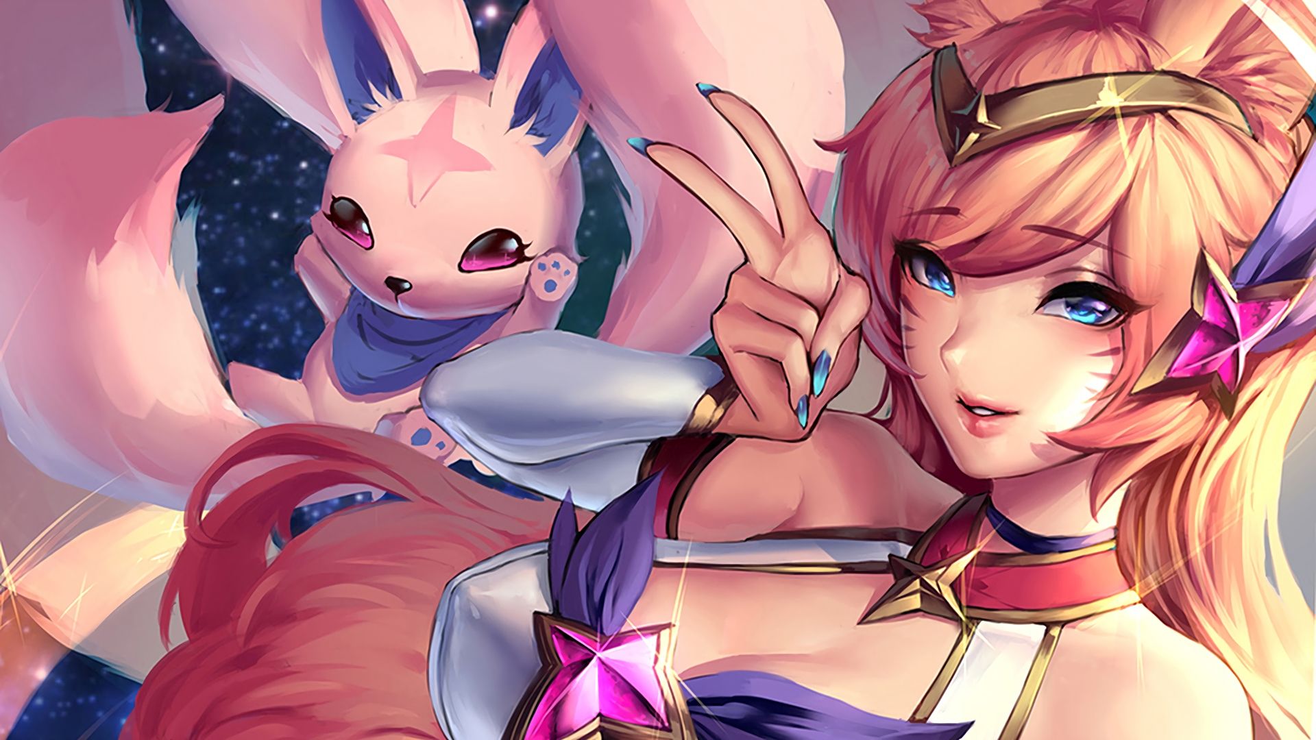 Hd Star Guardian Ahri Art League Of Legends Video Game - Star Guardian Ahri Ahri , HD Wallpaper & Backgrounds