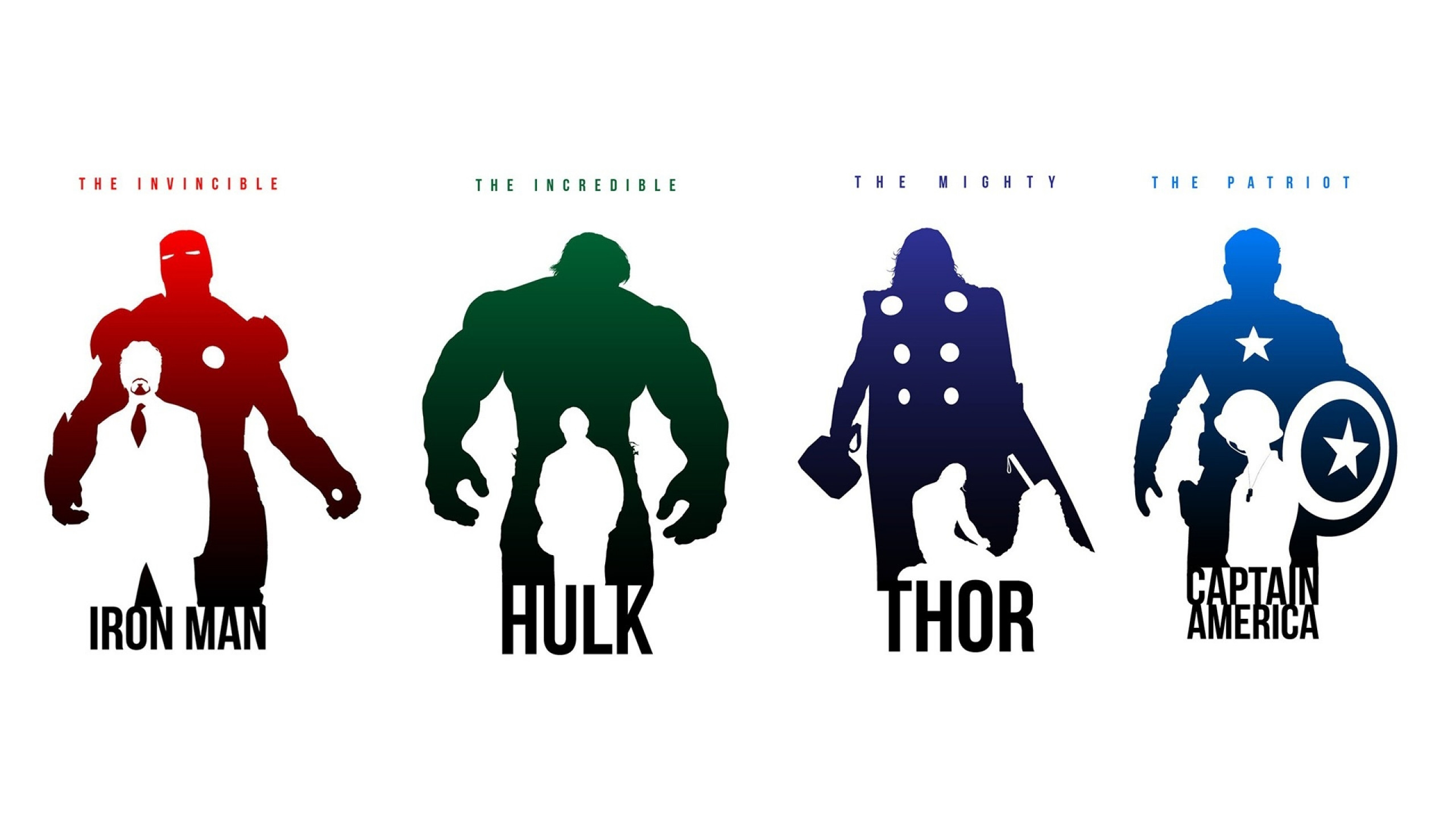 Hulk Iron Man Thor Captain America Silhouette Marvel - Marvel Silhouette , HD Wallpaper & Backgrounds