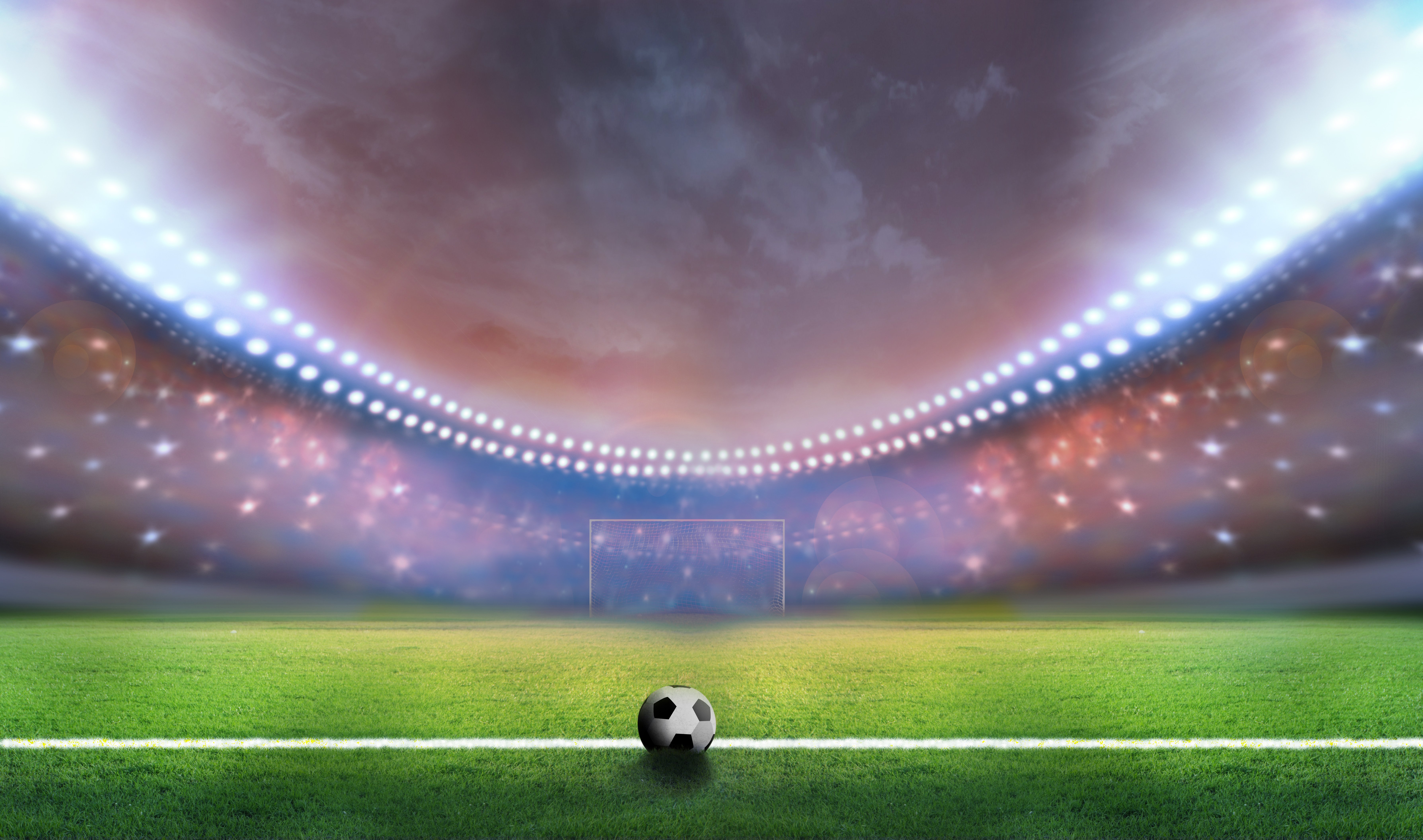 Soccer Sports Sport Poster Wallpaper - Soccer Ball In Stadium Lights , HD Wallpaper & Backgrounds