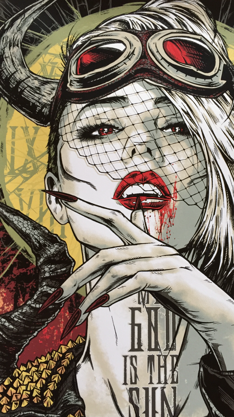 Queens Of The Stone Age Vampyre Girl By Rhys Cooper , HD Wallpaper & Backgrounds