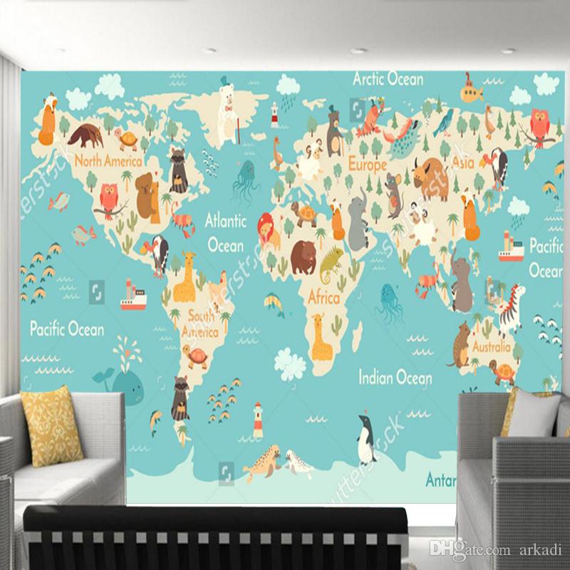 Arkadi Custom Children Wallpaper, Cartoon World Map - Map Children , HD Wallpaper & Backgrounds