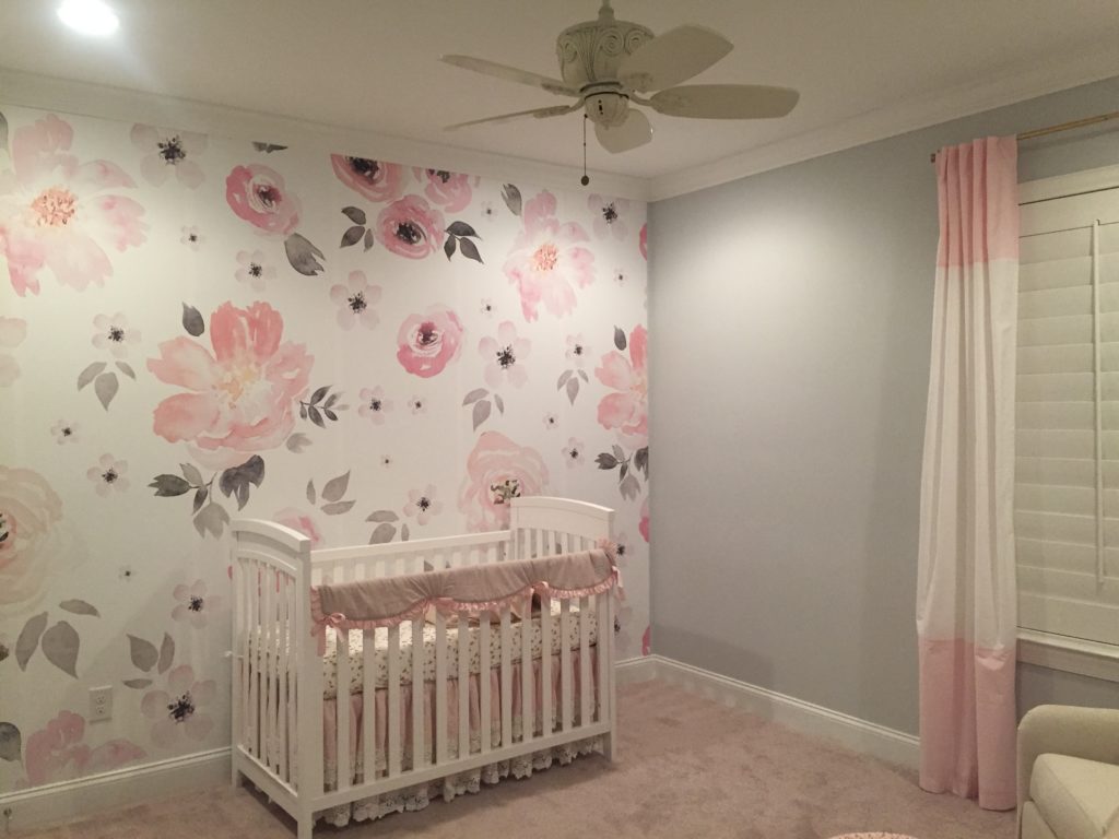Pink And Grey Nursery Wallpaper - Nursery Inspo Floral , HD Wallpaper & Backgrounds