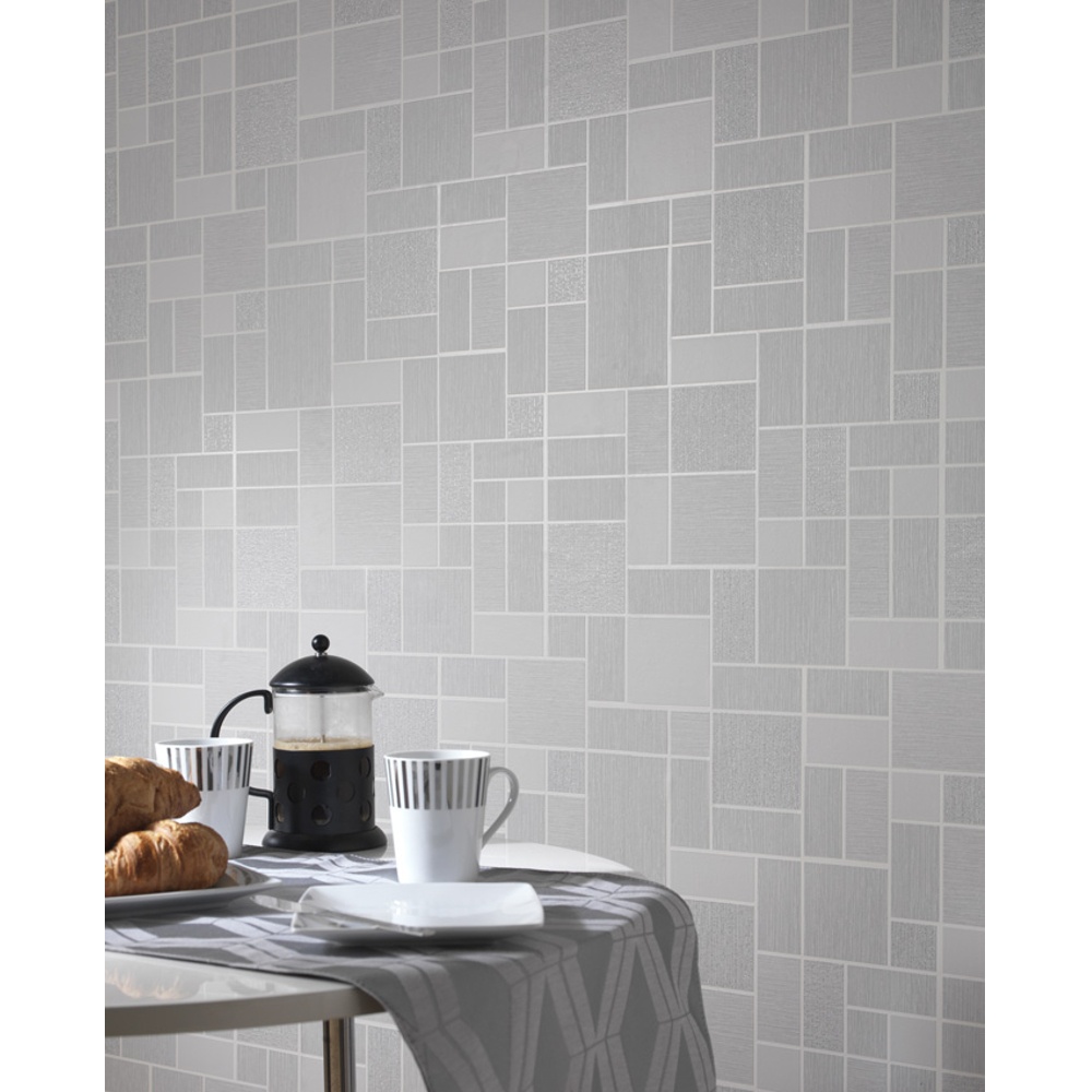 Holden Décor Tile Pattern Glitter Motif Kitchen Bathroom - Vinyl Rolls Bathroom Wall , HD Wallpaper & Backgrounds