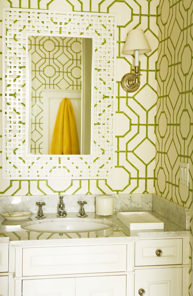 Wallpaper Bathrooms With Contemporary Wall Sconces - Bamboo Trellis Wallpaper Bathroom , HD Wallpaper & Backgrounds