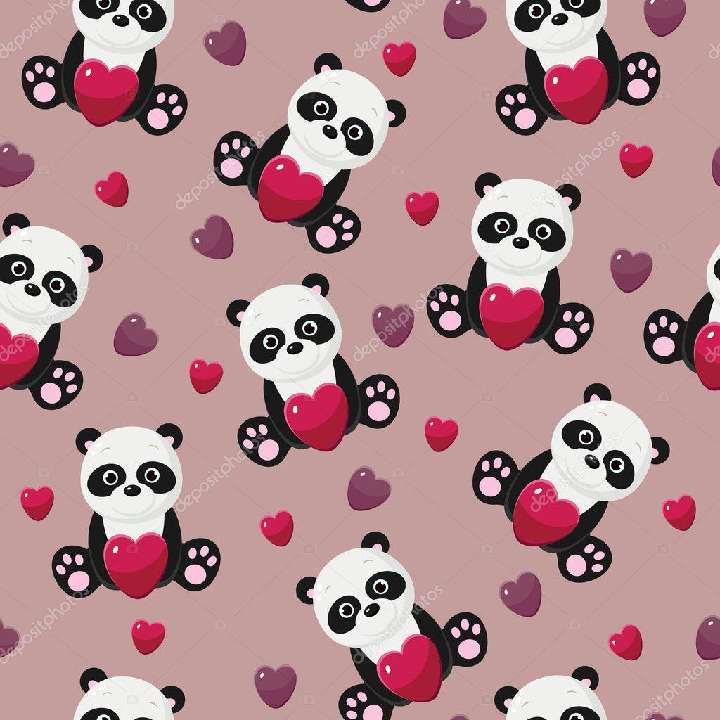 Seamless Baby Panda Wallpaper Stock Vector - Panda , HD Wallpaper & Backgrounds