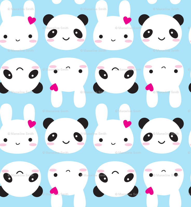 Super Cute Kawaii Bunny And Panda Wallpaper - Cute Kawaii , HD Wallpaper & Backgrounds