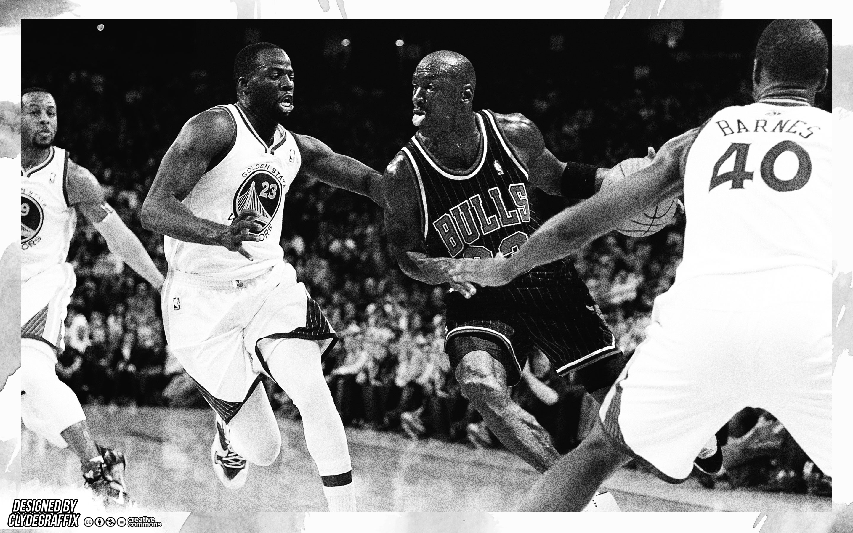 Michael Jordan Vs 2015-2016 Gs Warriors Wallpaper - Black And White Michael Jordan , HD Wallpaper & Backgrounds