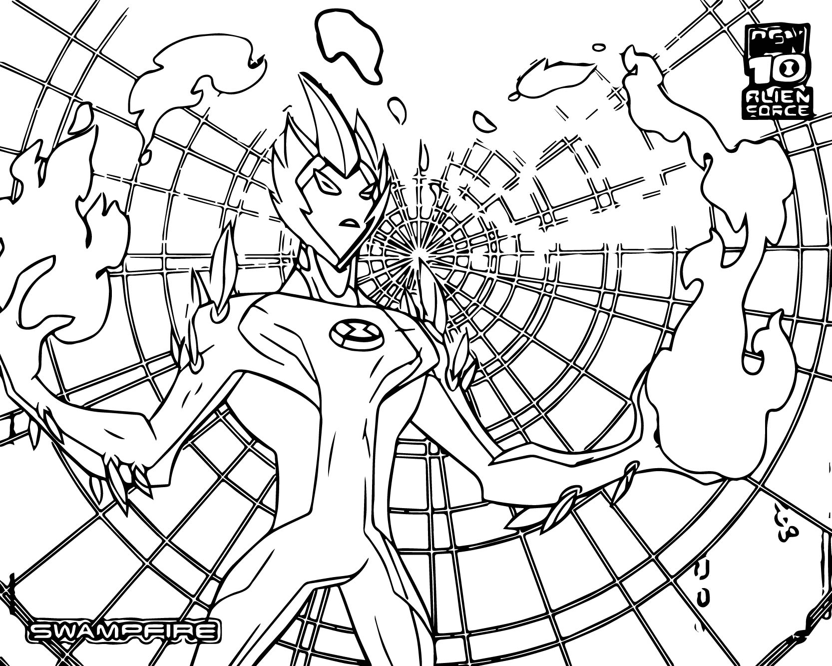 Alien Force Wallpaper Ben 10 Alien Force Coloring Page - Ben 10: Alien Force , HD Wallpaper & Backgrounds