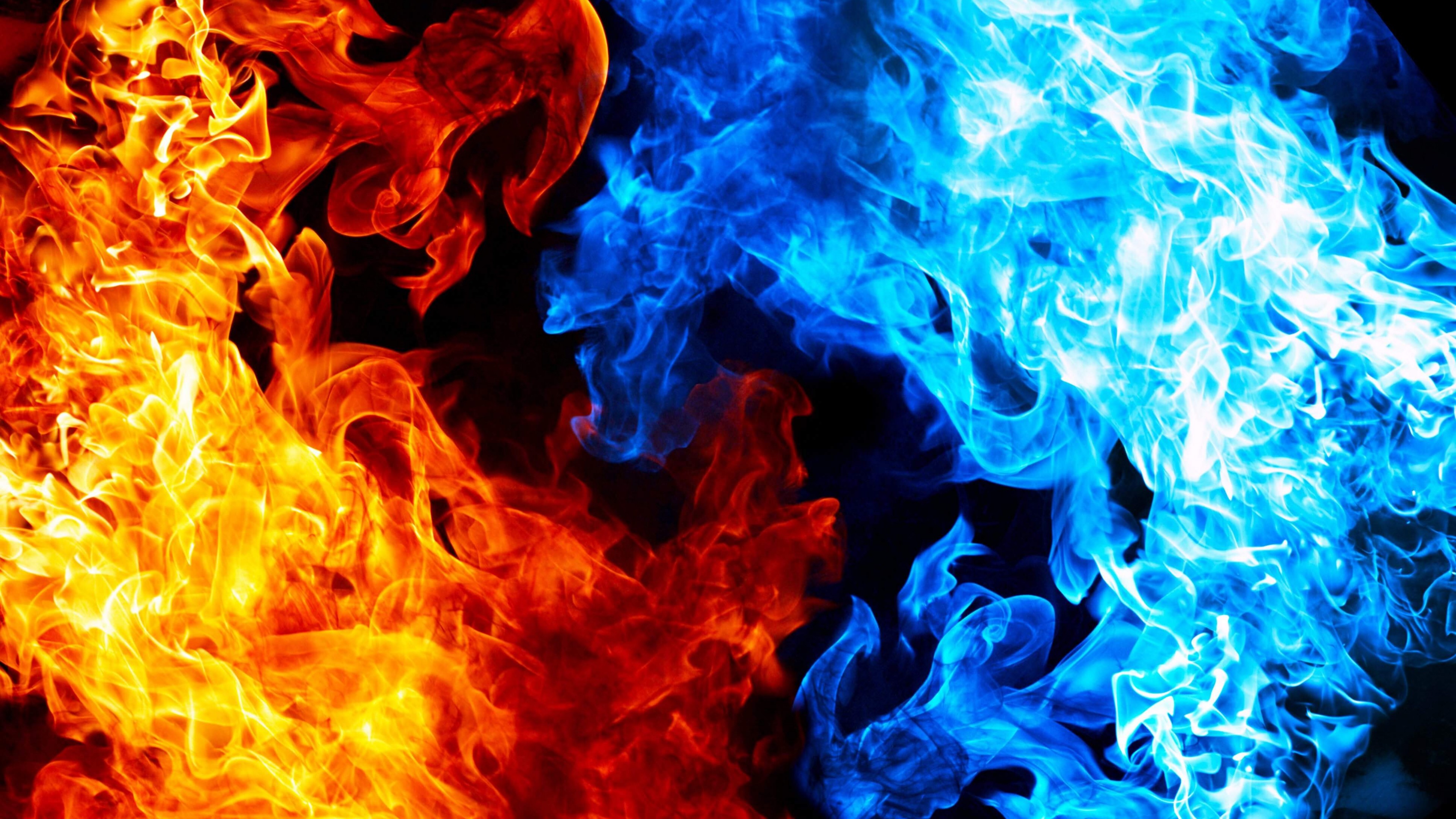 Yellow And Blue Flames , HD Wallpaper & Backgrounds