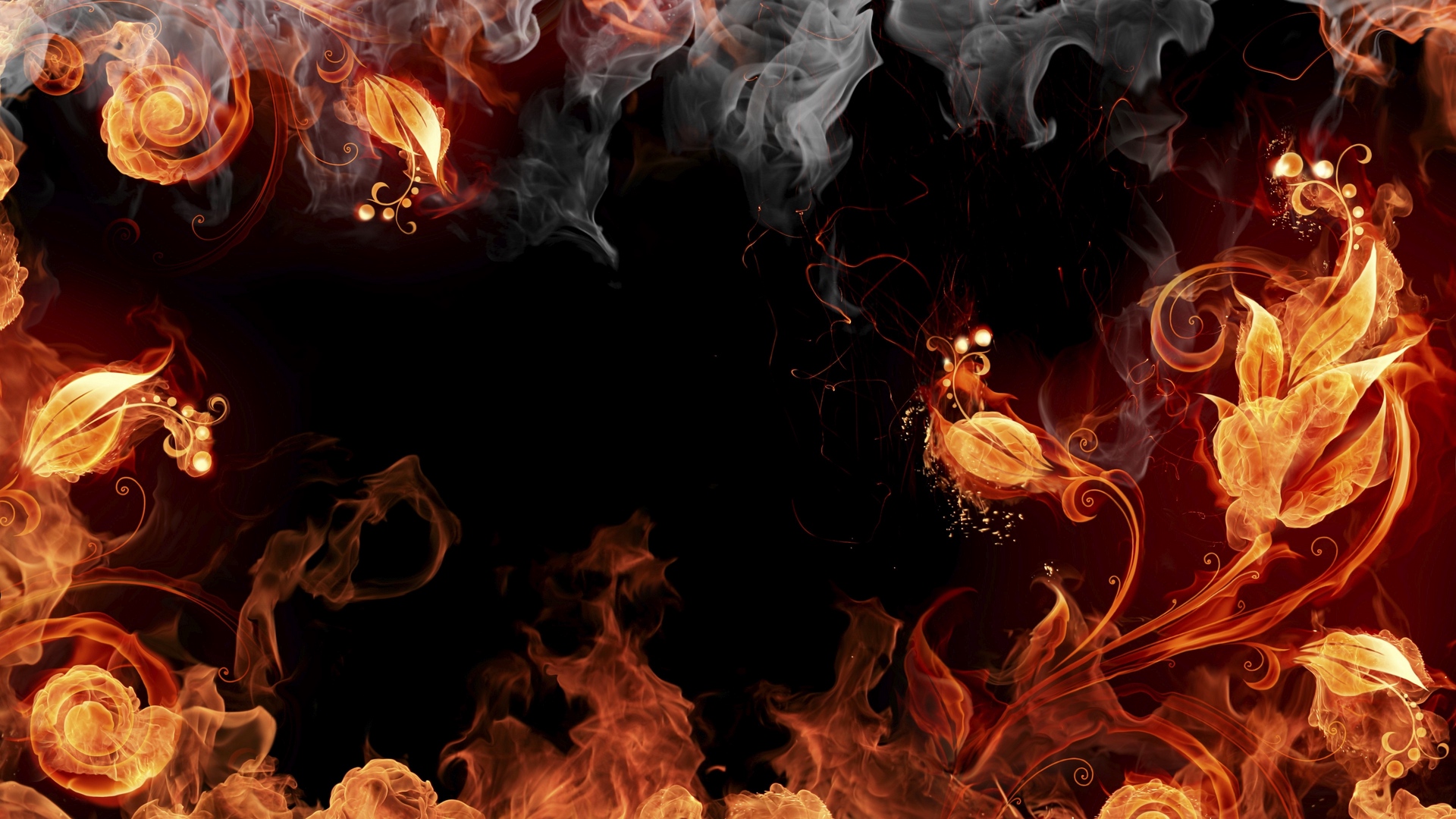 Wallpaper Fire, Smoke, Flowers, Patterns - Fire Wallpaper 4k , HD Wallpaper & Backgrounds