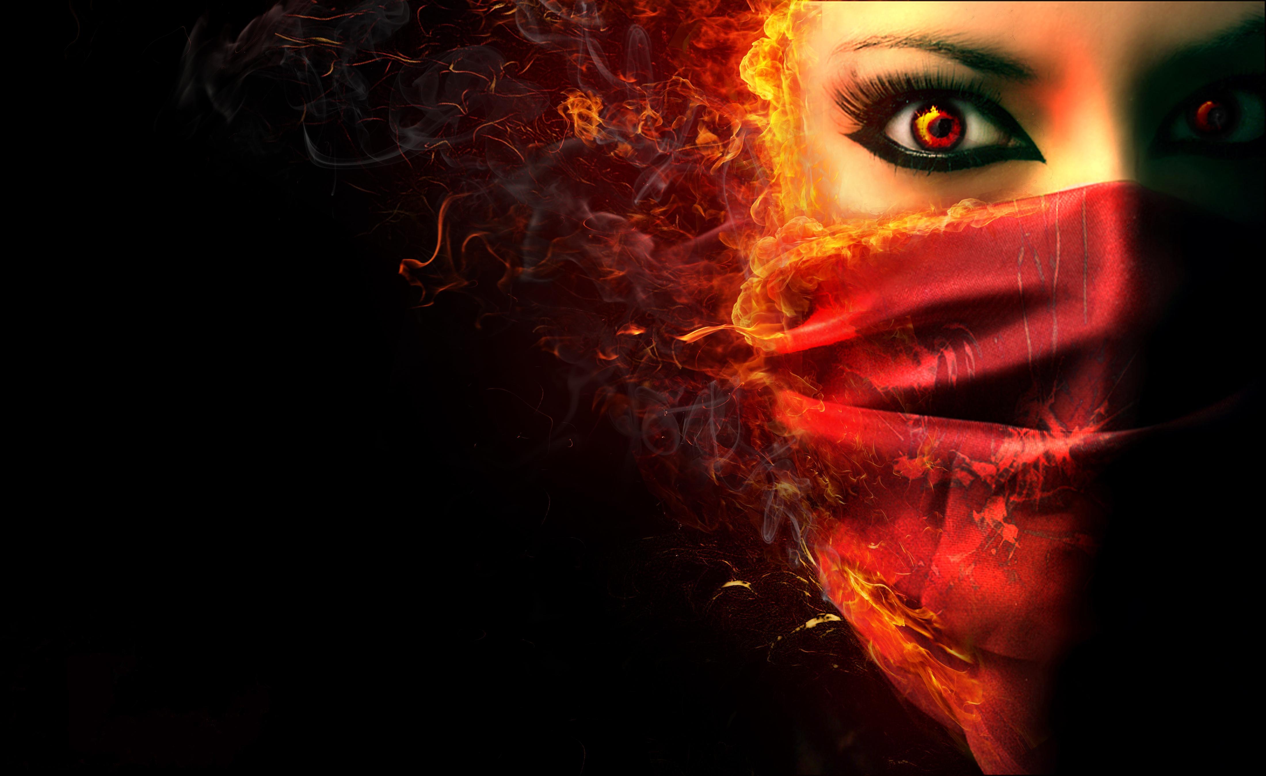 Fire Wallpaper Girl - Evil Face Wallpaper Hd , HD Wallpaper & Backgrounds