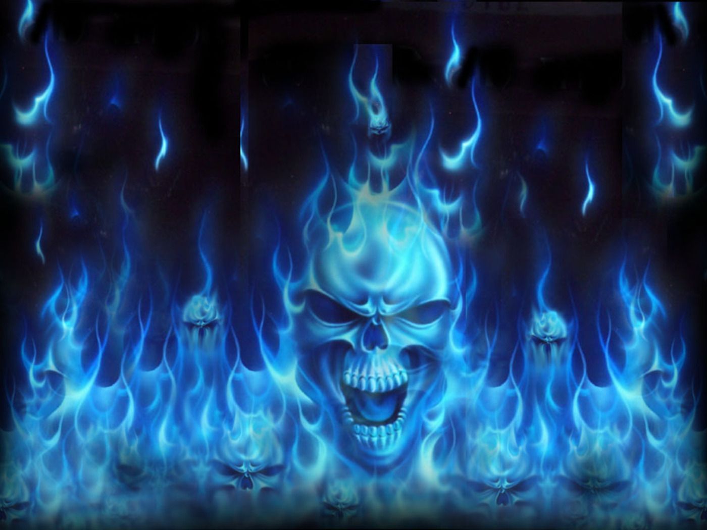 Blue Fire - Blue Skull Background , HD Wallpaper & Backgrounds